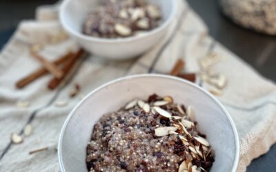 Warm Blueberry Protein Quinoa Breakfast Bowl